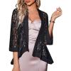 image:imageZeagoo Kimono Cardigans for Women 34 Sleeves Open Front Lightweight Shrug Lace Bolero for Evening DressesBlack