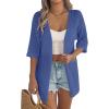 image:imageZeagoo Lightweight Summer Cardigan for Women Short Sleeve V Neck Crochet Kimonos Loose Open Front Hollow Out Cover UpsBlue