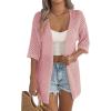 image:imageZeagoo Lightweight Summer Cardigan for Women Short Sleeve V Neck Crochet Kimonos Loose Open Front Hollow Out Cover UpsDustypink