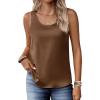 image:imageZeagoo Silk Satin Tank Tops for Women Scoop Neck Sleeveless Camisole Tops 2026 Summer Basic BlousesBrown