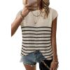 image:imageZeagoo Sleeveless Tops for Women Crew Neck Knit Cute Summer Sweaters Stripes Cream XLarge