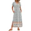 image:imageZeagoo Summer Dresses for Women 2026 Maxi Dresses Vacation Sundress Short Sleeve Casual Sundresses Split Dress with PocketsAfloralmz914