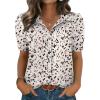 image:imageZeagoo Women Button Down Shirts Puff Short Sleeve Blouses Chiffon Tops Business Casual Outfits Summer ClothesApricotan443
