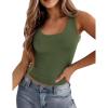 image:imageZeagoo Womens Double Lined Square Neck Tank Top Sleeveless Basic Crop Tops Trendy Going Out TopsArmy Green