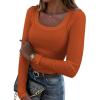 image:imageZeagoo Womens Long Sleeve Stretch Crewneck Ribbed TShirt Slim Fit Casual Basic Tops SXXLCaramel