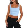 image:imageZeagoo Womens Sexy Square Neck Crop Top Light Blue Large