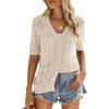 image:imageZeagoo Womens Short Sleeve 2026 Summer Crochet Cropped Cardigan V Neck Button up Bolero Shrug SweaterApricot