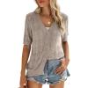 image:imageZeagoo Womens Short Sleeve 2026 Summer Crochet Cropped Cardigan V Neck Button up Bolero Shrug SweaterBeige
