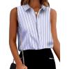 image:imageZeagoo Womens Sleeveless Button Down Shirts Blouses Solid Casual Basic V Neck Tank Tops for Work SXXLStripe