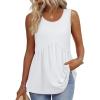 image:imageZeagoo Womens Summer Tank Tops Sleeveless Babydoll Tops Loose Fit Tunic Blouses Crew Neck Flowy Shirts S3XLA White