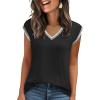 image:imageZeagoo Womens Summer Tops Cap Sleeve Casual Shirts 2025 V Neck Basic Tshirts Loose Fit Trendy TeeBlack