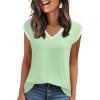 image:imageZeagoo Womens Summer Tops Cap Sleeve Casual Shirts 2025 V Neck Basic Tshirts Loose Fit Trendy TeeGreen