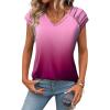 image:imageZeagoo Womens Summer Tops Cute Loose Tank Tops Caual Dressy Cap Sleeve Shirts V Neck Flowy TopsOmbre Pink