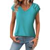 image:imageZeagoo Womens Summer Tops Cute Loose Tank Tops Caual Dressy Cap Sleeve Shirts V Neck Flowy TopsPeacock Blue