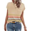 image:imageZeagoo Womens Sweater Vest Fall 2026 Loose Fit Cape Sleeve Knit Ribbed Tank Tops with Front Pocket SXXLMulticolord Stripe