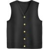 image:imageZeagoo Womens Sweater Vest V Neck Button Down Shirts Trendy Knit Sleeveless Cardigan Top Shirt SXXLBlack