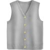 image:imageZeagoo Womens Sweater Vest V Neck Button Down Shirts Trendy Knit Sleeveless Cardigan Top Shirt SXXLLight Gray