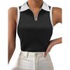 image:imageZeagoo Womens Tank Tops 2024 Casual V Neck Sleeveless Blouses Slim Fit UPF 50 Polo Shirts XSXXLBlack