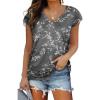 image:imageZeagoo Womens Tops Summer Basic T Shirts Business Casual Loose Fit Cap Sleeve Tee Trendy Fashion ClothesFloral Grey