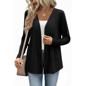 image:imageZeagoo Lightweight Cardigan for Women 2026 Long Sleeve Open Front Casual Cardigans with PocketsBlack
