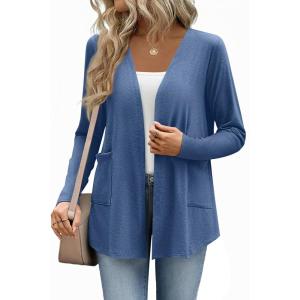 image:imageZeagoo Lightweight Cardigan for Women 2026 Long Sleeve Open Front Casual Cardigans with PocketsBlue