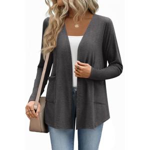 image:imageZeagoo Lightweight Cardigan for Women 2026 Long Sleeve Open Front Casual Cardigans with PocketsGrey