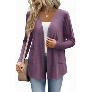 image:imageZeagoo Lightweight Cardigan for Women 2026 Long Sleeve Open Front Casual Cardigans with PocketsPurple