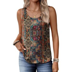 image:imageZeagoo Silk Satin Tank Tops for Women Scoop Neck Sleeveless Camisole Tops 2026 Summer Basic BlousesMz721