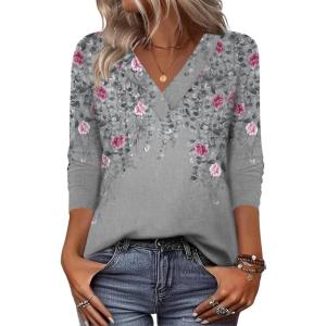 image:imageZeagoo Women Long Sleeve Tops Dressy Casual V Neck Tshirts Basics Tee 2025 Fall Trendy Clothes S2XLHf36