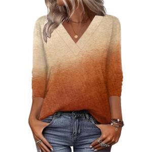 image:imageZeagoo Women Long Sleeve Tops Dressy Casual V Neck Tshirts Basics Tee 2025 Fall Trendy Clothes S2XLJb205