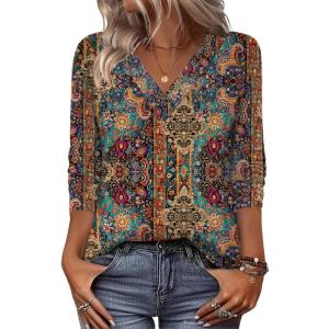 image:imageZeagoo Women Long Sleeve Tops Dressy Casual V Neck Tshirts Basics Tee 2025 Fall Trendy Clothes S2XLMz721