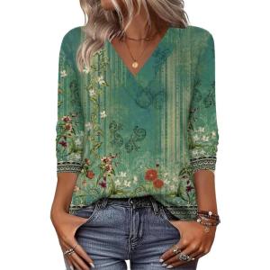 image:imageZeagoo Women Long Sleeve Tops Dressy Casual V Neck Tshirts Basics Tee 2025 Fall Trendy Clothes S2XLMz839