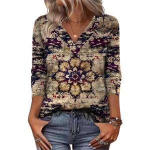 image:imageZeagoo Women Long Sleeve Tops Dressy Casual V Neck Tshirts Basics Tee 2025 Fall Trendy Clothes S2XLMz857
