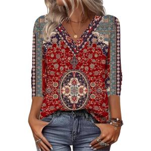 image:imageZeagoo Women Long Sleeve Tops Dressy Casual V Neck Tshirts Basics Tee 2025 Fall Trendy Clothes S2XLMz870