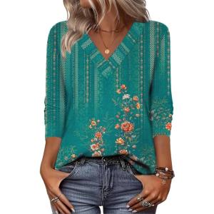 image:imageZeagoo Women Long Sleeve Tops Dressy Casual V Neck Tshirts Basics Tee 2025 Fall Trendy Clothes S2XLMz871