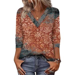 image:imageZeagoo Women Long Sleeve Tops Dressy Casual V Neck Tshirts Basics Tee 2025 Fall Trendy Clothes S2XLMz897