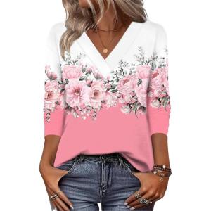 image:imageZeagoo Women Long Sleeve Tops Dressy Casual V Neck Tshirts Basics Tee 2025 Fall Trendy Clothes S2XLSf122