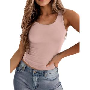image:imageZeagoo Womens Double Lined Square Neck Tank Top Sleeveless Basic Crop Tops Trendy Going Out TopsMauve Pink