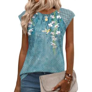 image:imageZeagoo Womens Lace Cap Sleeve Tank TopWhite Flower