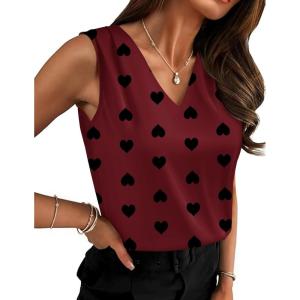 image:imageZeagoo Womens Silk Satin Camisole Tank Tops V Neck Pleated Dressy Casual Sleeveless Blouses Summer Business Work ShirtsZ  Heart