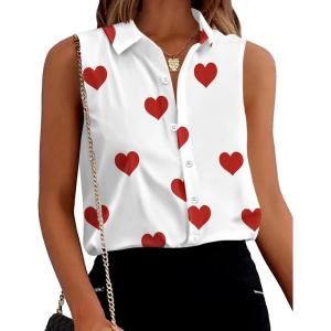 image:imageZeagoo Womens Sleeveless Button Down Shirts Blouses Solid Casual Basic V Neck Tank Tops for Work SXXLAx85