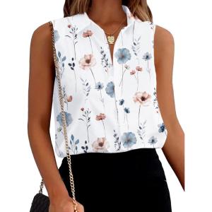 image:imageZeagoo Womens Sleeveless Button Down Shirts Blouses Solid Casual Basic V Neck Tank Tops for Work SXXLBf112