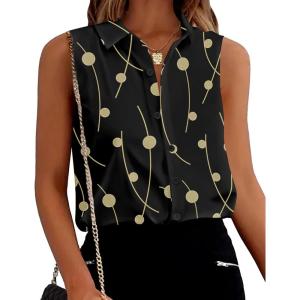 image:imageZeagoo Womens Sleeveless Button Down Shirts Blouses Solid Casual Basic V Neck Tank Tops for Work SXXLJh601