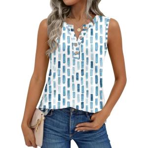image:imageZeagoo Womens Tank Tops Summer Sleeveless Tops Loose Button Henley Shirts Crew Neck Dress Casual 2026 ClothesCx329