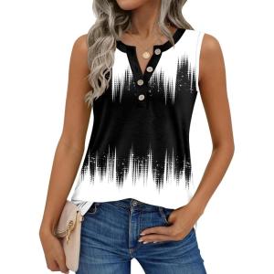 image:imageZeagoo Womens Tank Tops Summer Sleeveless Tops Loose Button Henley Shirts Crew Neck Dress Casual 2026 ClothesJb204