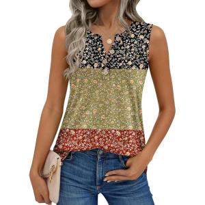 image:imageZeagoo Womens Tank Tops Summer Sleeveless Tops Loose Button Henley Shirts Crew Neck Dress Casual 2026 ClothesXh553