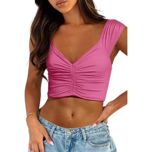 image:imageZeagoo Womens Y2k Tank Tops Sweetheart Neck Going Out Crop Top Cute Slim Fitted Workout TopsRose Red