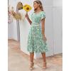 image:imageZEAGOO Womens Casual Dresses for Summer Short Sleeve Flare Midi Dress Loose Flowy Beach Sundress2601 Green Floral