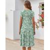 image:imageZEAGOO Womens Casual Dresses for Summer Short Sleeve Flare Midi Dress Loose Flowy Beach Sundress2601 Green Floral