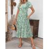 image:imageZEAGOO Womens Casual Dresses for Summer Short Sleeve Flare Midi Dress Loose Flowy Beach Sundress2601 Green Floral